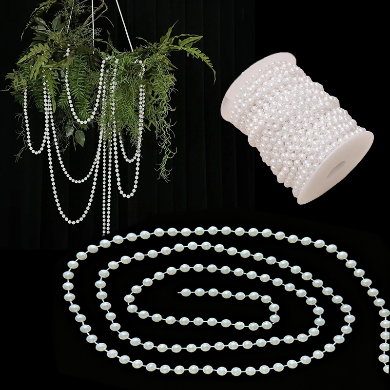 Pearl Trim Chain - 5Meter/Set Rantai Mutiara Putih Ukuran 4/5/6mm
