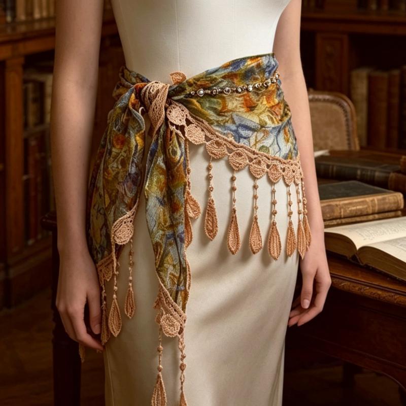 Tassel Fringe Trim - Selendang Segitiga Rumbai Bohemian dengan Hiasan