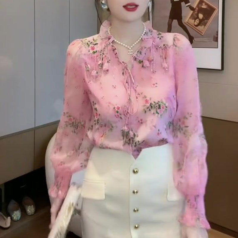 Blus motif bunga rusak Korea b - Tassel Fringe Trim ulasan dan harga