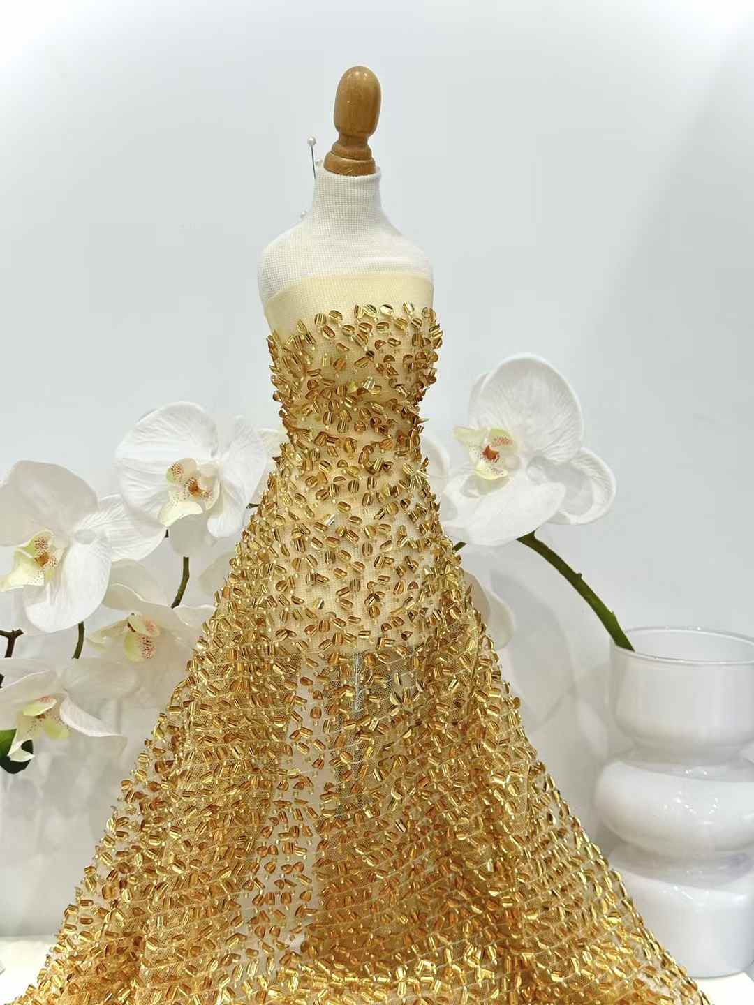 Renda bordir payet kristal 202 - Crystal Mesh Fabric ulasan dan harga